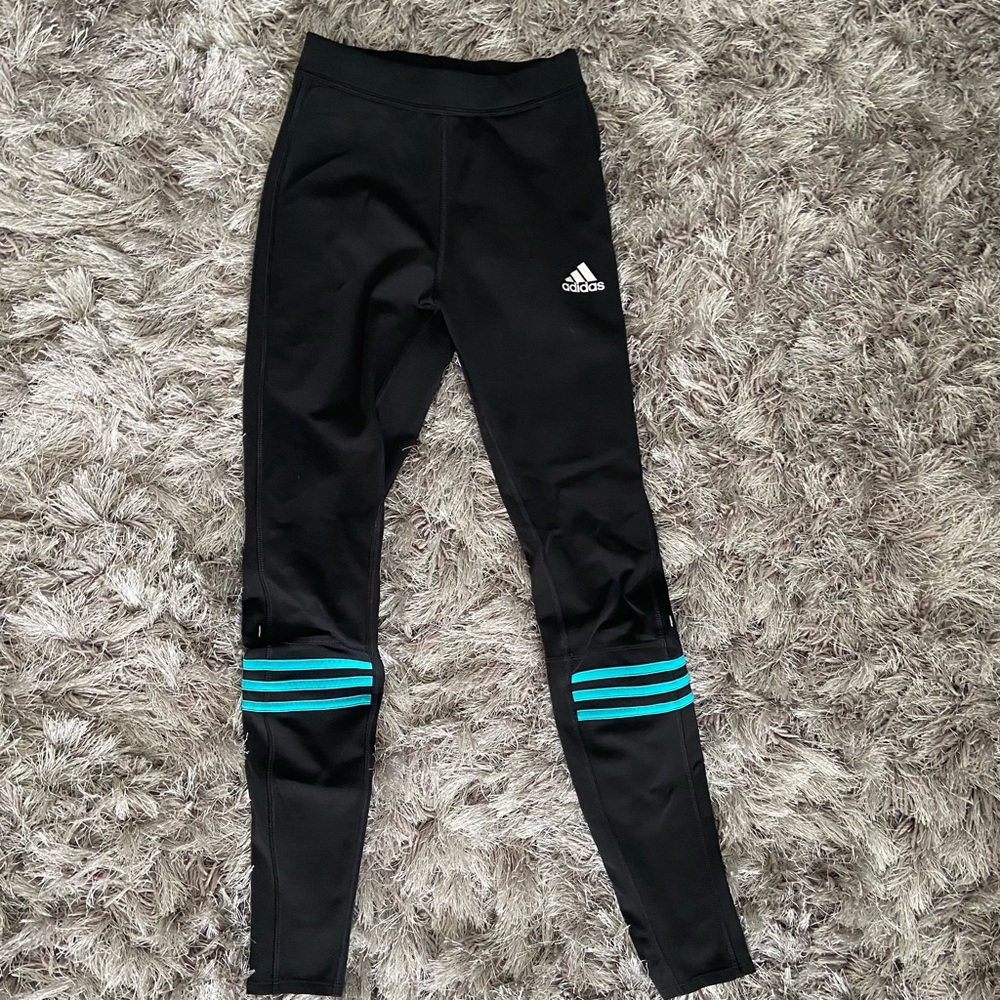 Adidas Response Climalite women/girls black and blue leggings. Size S. Used.